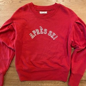 Madewell Red Apres Ski Crewneck Sweatshirt with Pleat Sleeve